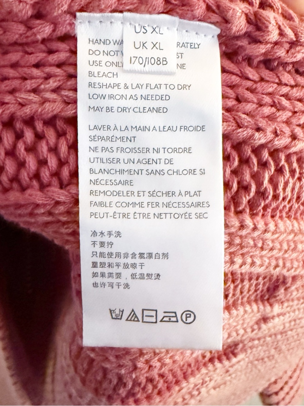 Free People Sweetheart Chunky Knit Sweater Pink Striped Hi-Low XL NWT - Picture 5 of 7
